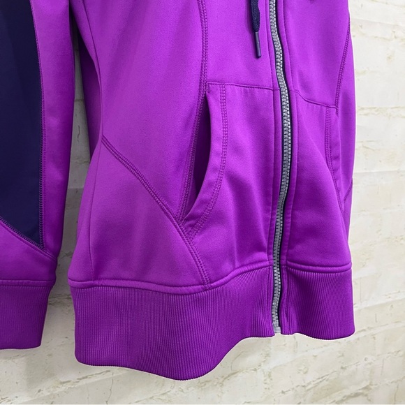 Reebok Purple Color Block Zipper Hooded Fleece Jacket - Picture 5 of 14
